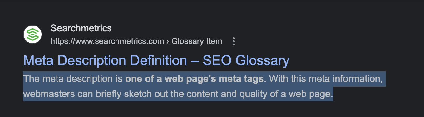 Meta Description in SERPs
